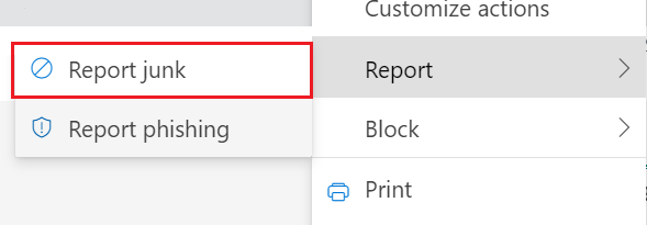 Select Report and then Report Junk