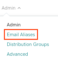 Microsoft 365 Admin-flik har öppnats för att visa e-postalias