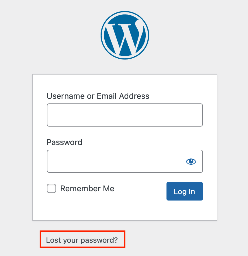 Página de login do WordPress