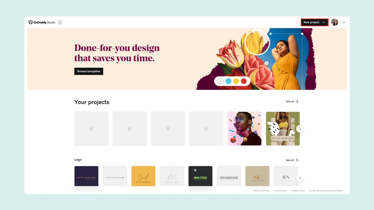 Your project screen