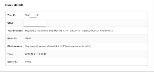 IP address blocked message