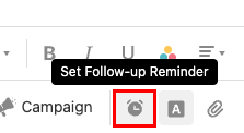 The options at the bottom of a new email with the Set Follow-Up Reminder button highlighted.