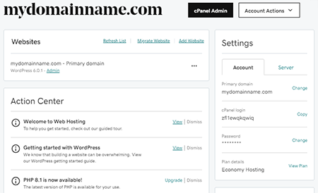 linux hosting dashboard