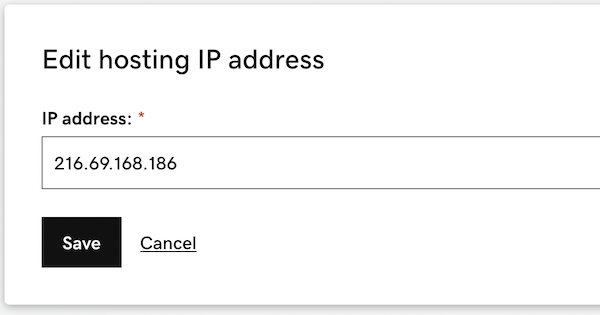 Opcja edycji adresu IP hostingu w panelu zapory.