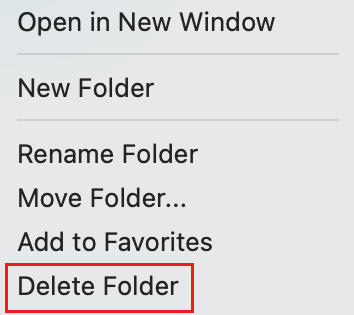 delete a folder on outlook for mac