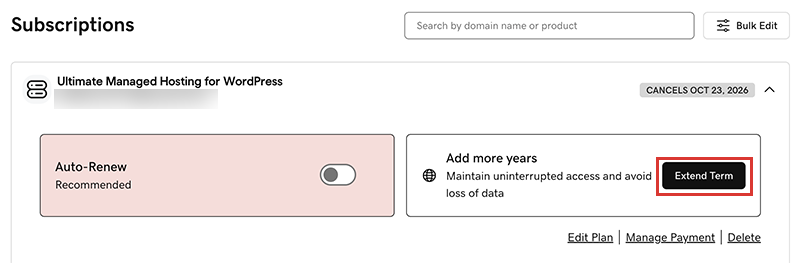 select extend term