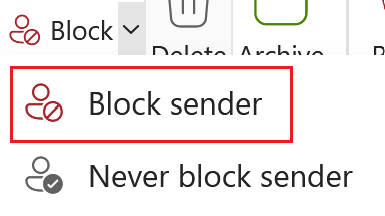 Select Block and then Block sender