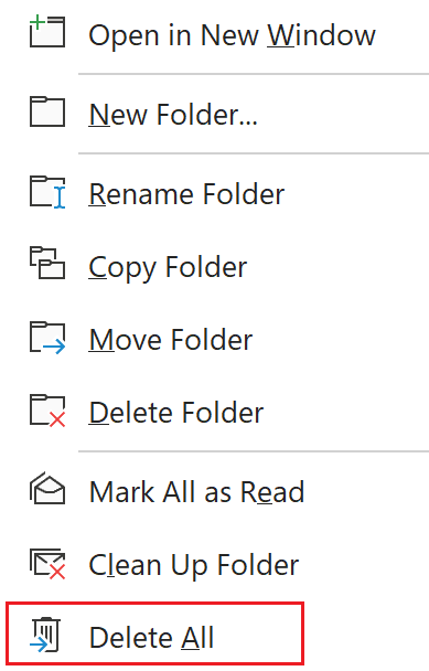 Select Delete all from the flyout menu