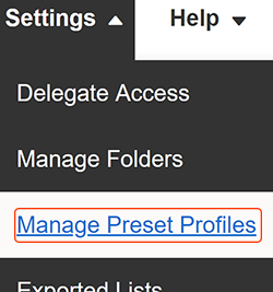 manage preset profiles