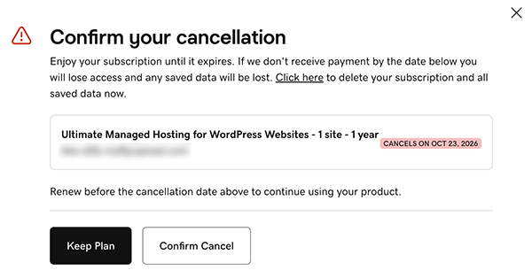 confirm your cancellation
