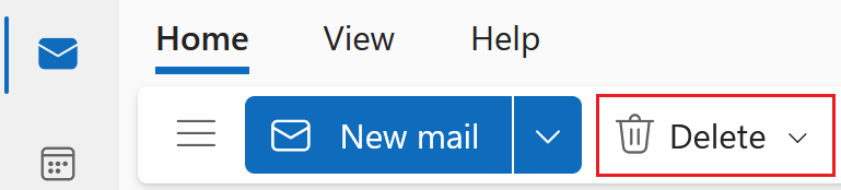 select the delete button in outlook on the web