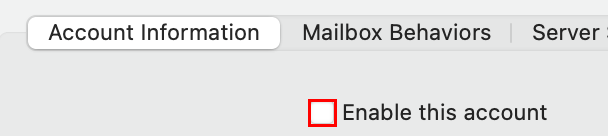 uncheck box next to enable this account
