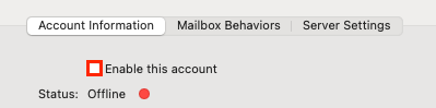 uncheck box next to enable this account