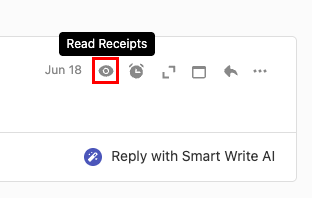 The Read Receipts button in an email highlighted.