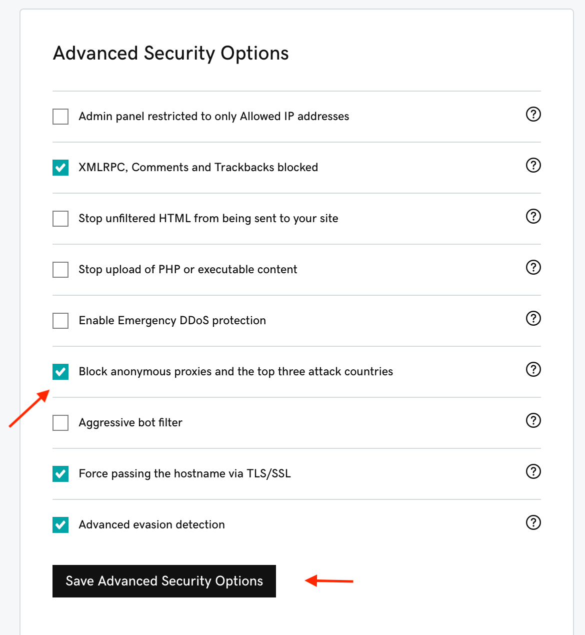 Block access from countries by using the firewall Website Security