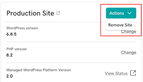 Select Remove Site