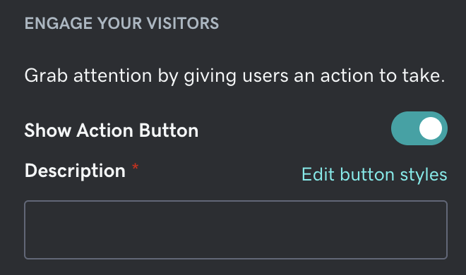 Show action button toggle and action button's description box.