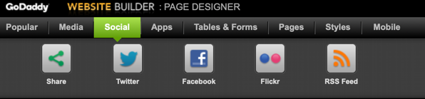 Screenshot della dashboard social di Website Builder versione 6