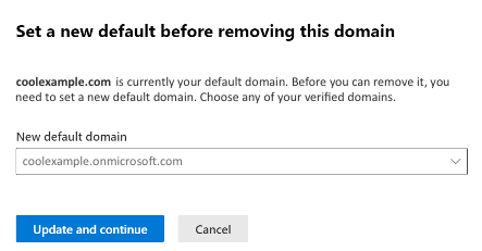 select new domain and then update and continue