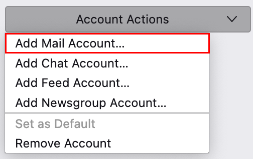 add mail account highlighted