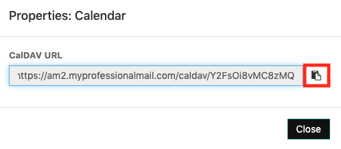 Скопіювати URL-адресу CalDAV.