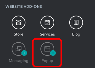 Select the Edit Website tab then select Pop-up