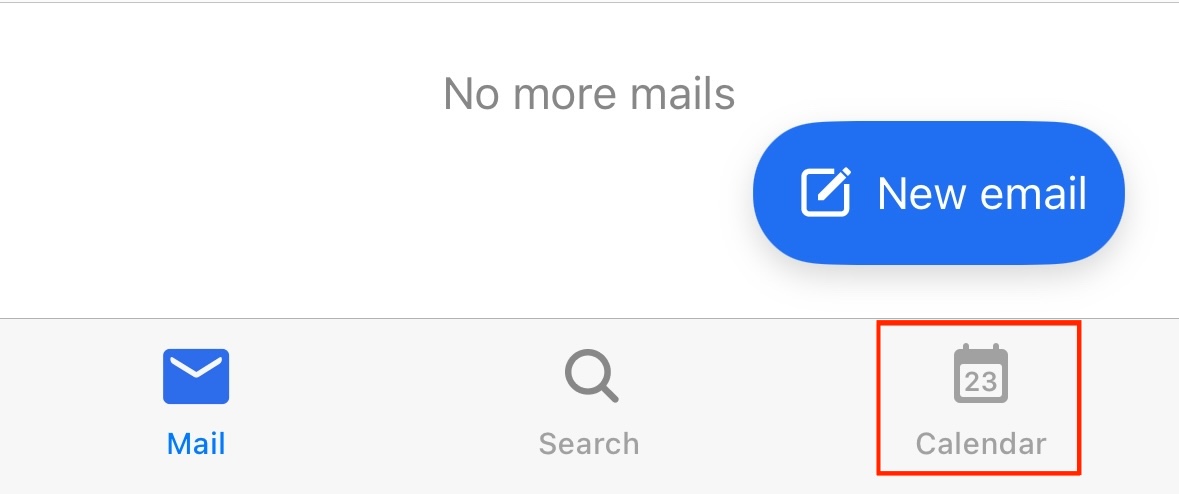 The Calendar button highlighted in the Titan mobile app.