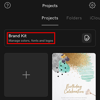Tippen Sie auf, um Ihr GoDaddy Studio Brand Kit zu erstellen