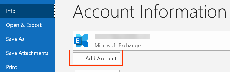 Under Account Information, + Add Account