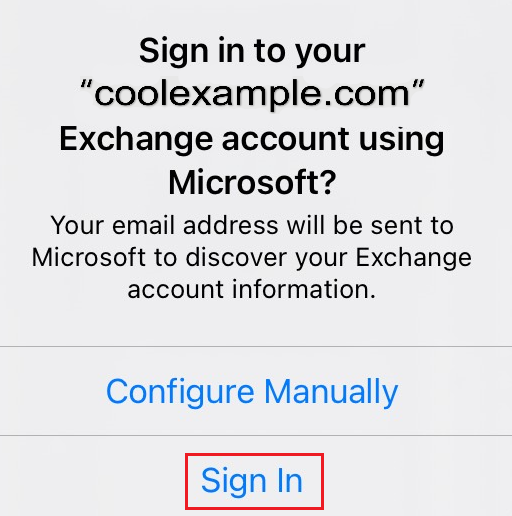 Tap Sign In to sign in to your Exchange account