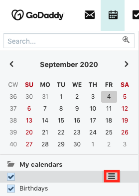 Select three-line icon next to calendar