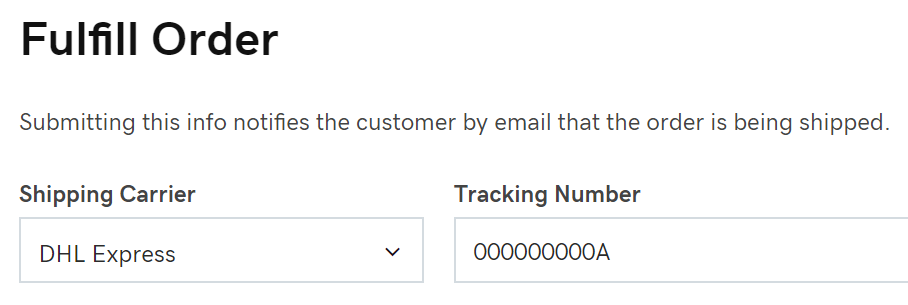 Enter the tracking info and fulfill order
