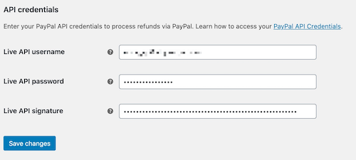 PayPal Gérer les informations d'identification de l'API