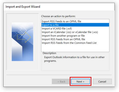 Select Export to a file