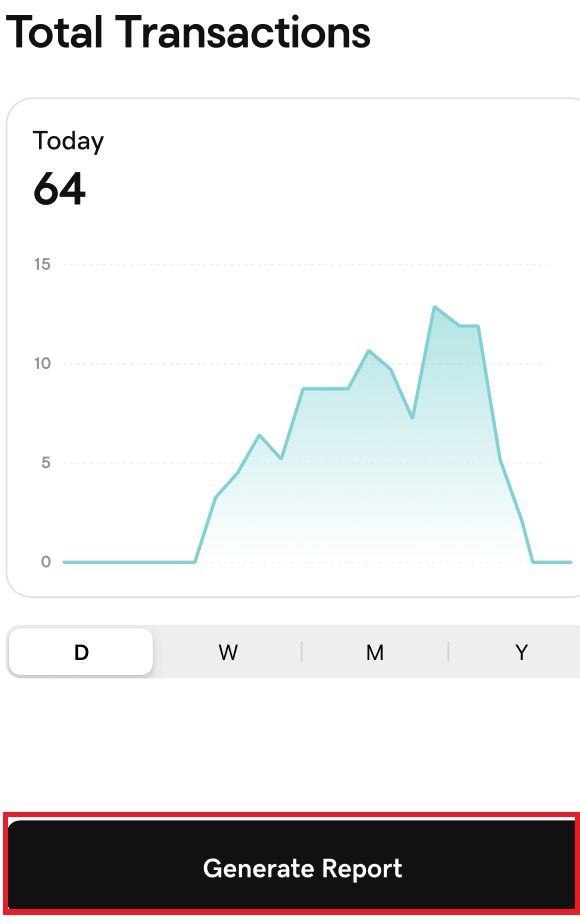 Screenshot of the Transaction report section of the Commerce app