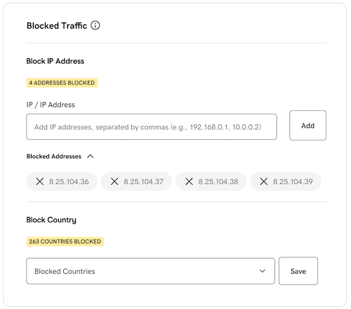 Blocked Traffic interface