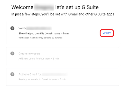 Select Verify for your domain