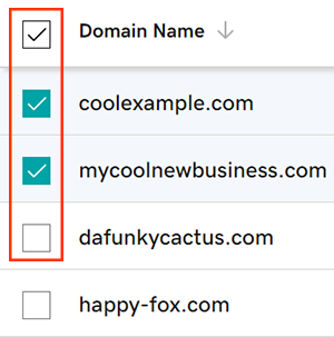 screenshot of multiple domains selected