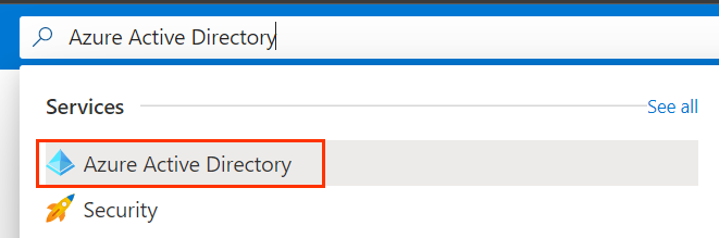 Azure Active Directory가 포함 된 검색 창