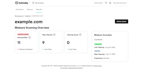 Security page overview
