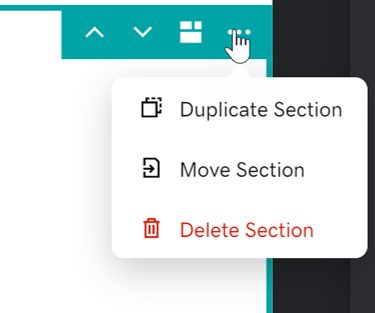 Capture d'écran de l'icône de la section des paramètres lorsqu'une section est sélectionnée