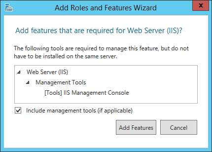 Add Roles and Features Wizard window