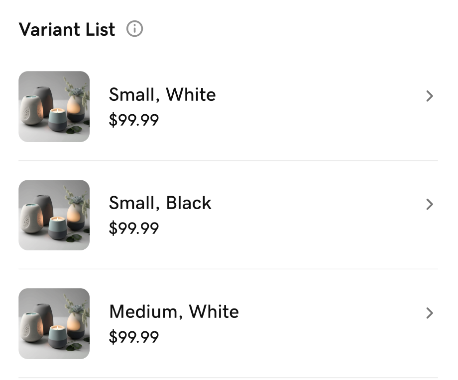Product variant prices