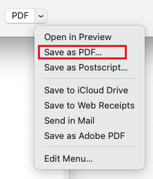 Select Save as PDF