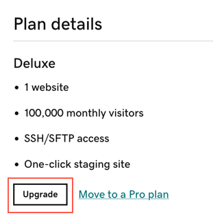 Under plan details select Upgrade