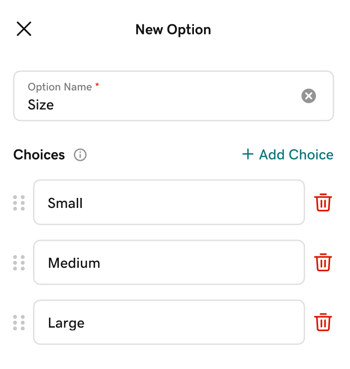 Product variant fields
