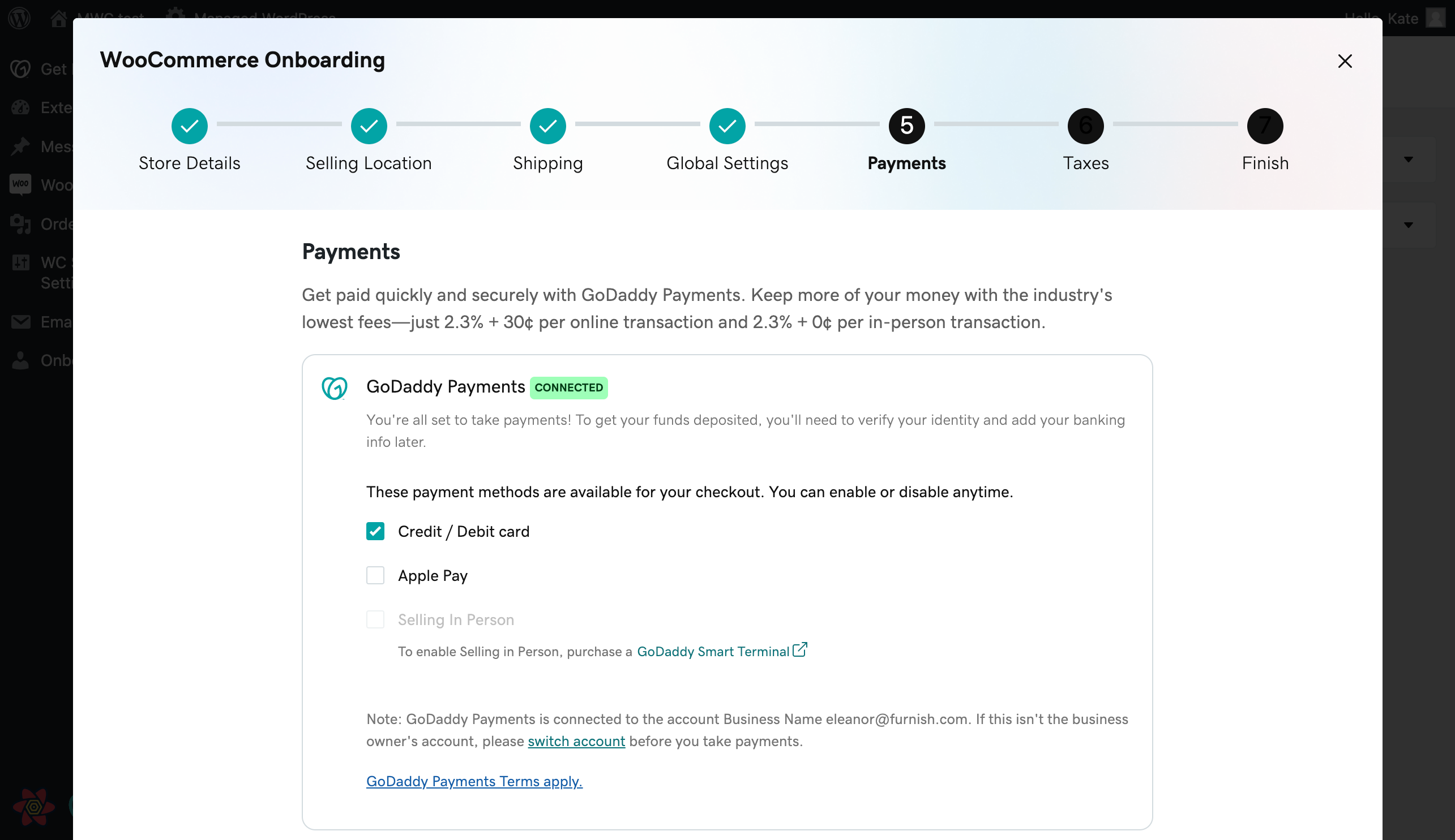 GoDaddy Payments are pre-approved and multiple payment methods are available below.