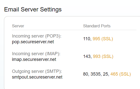 POP- und SMTP-Einstellungen in E-Mail-Servereinstellungen