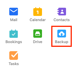 The Switch apps menu expanded with the Backup button highlighted.