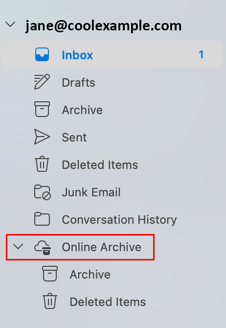 på plads arkiv i Outlook på Mac